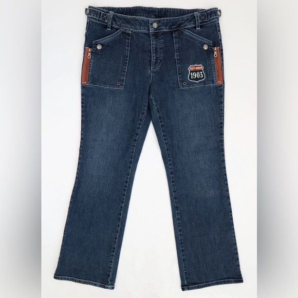 Harley Davidson 1903 Women's Stretch Denim Bootcut Jeans size 14‎ - Picture 1 of 15